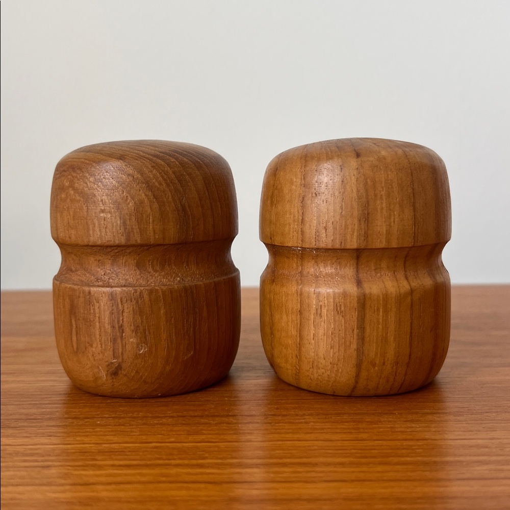 Set of Vintage Teak Salt and Pepper Shakers